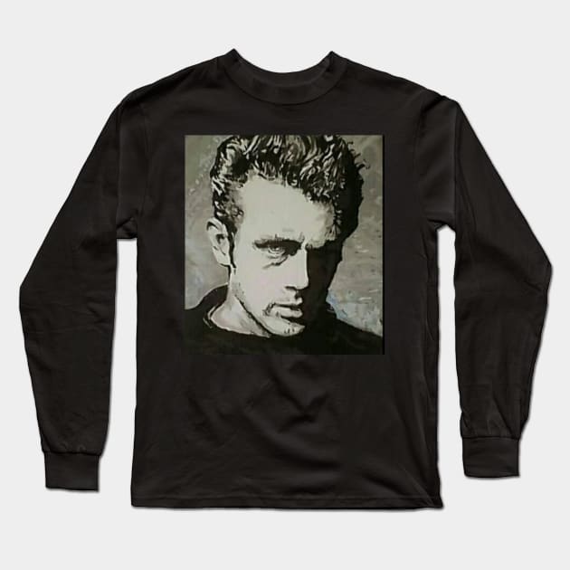 James dean Long Sleeve T-Shirt by Mike Nesloney Art